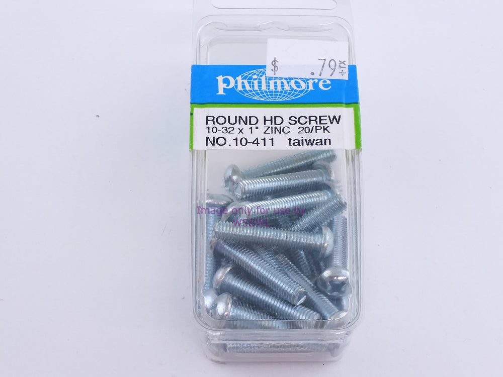 Philmore 10-411 Round HD Screw 10-32 x 1" Zinc 20Pk (bin101) - Dave's Hobby Shop by W5SWL