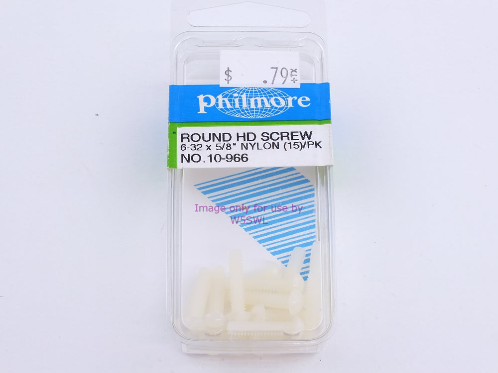 Philmore 10-966 Round HD Screw 6-32 x 5/8" Nylon 15Pk (bin100) - Dave's Hobby Shop by W5SWL