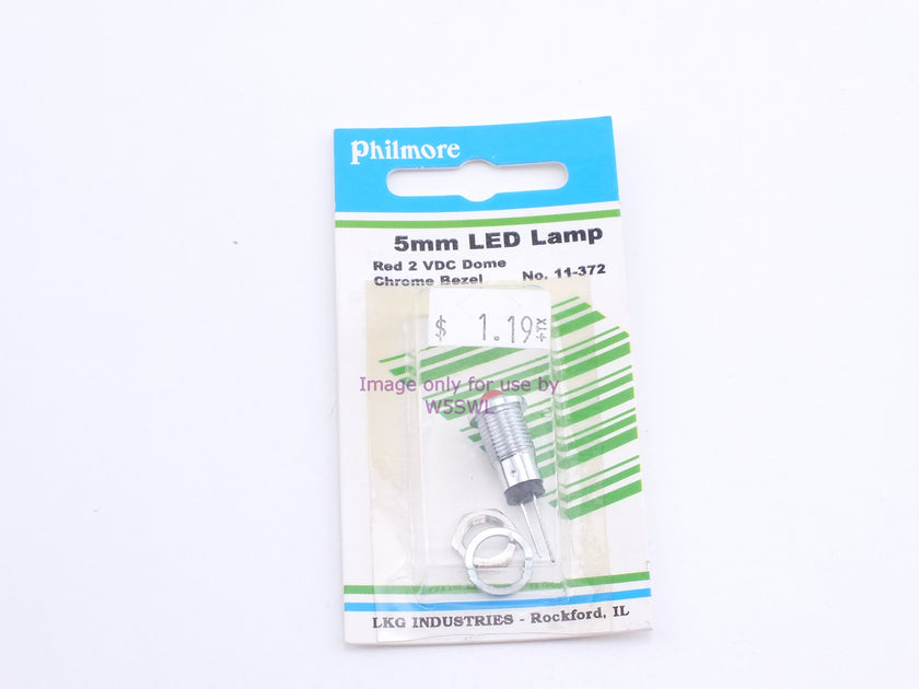 Philmore 11-372 5mm LED Lamp Red 2VDC Dome Chrome Bezel