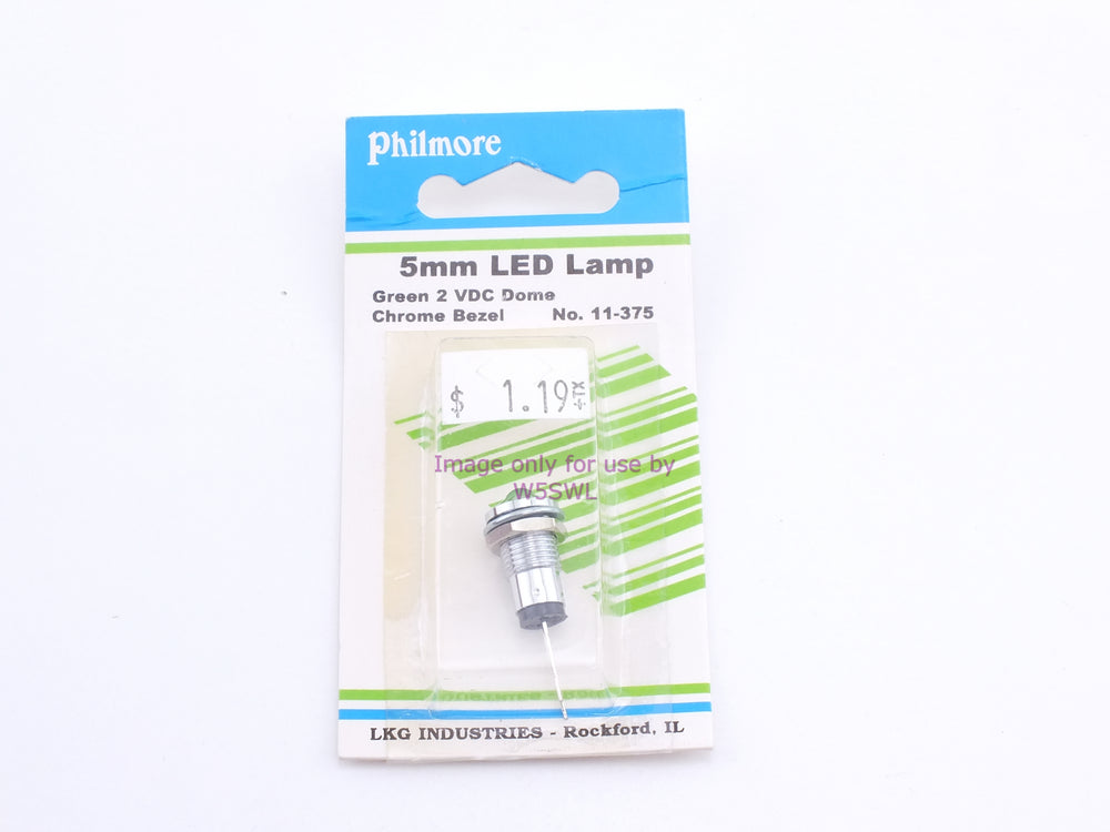 Philmore 11-375 5mm LED Lamp Green 2VDC Dome Chrome Bezel (bin52) - Dave's Hobby Shop by W5SWL