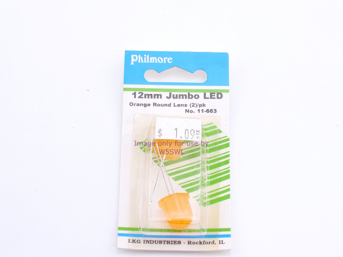 Philmore 11-663 12mm Jumbo LED Orange Round Lens 2Pk (bin57) - Dave's Hobby Shop by W5SWL