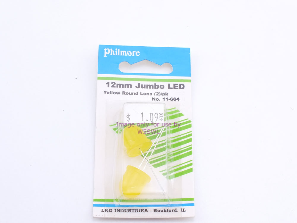 Philmore 11-664 12mm Jumbo LED Yellow Round Lens 2Pk (bin57) - Dave's Hobby Shop by W5SWL