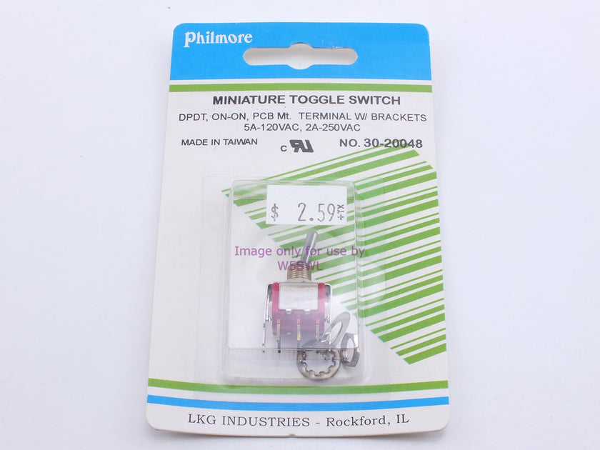 Philmore 30-846 DPDT ON-ON, 22x19 Mini Snap-In Rocker Switch 10A@125/2