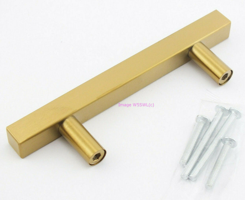 Cabinet Equipment Gear Handles 5" Long Square Tube Brushed Brass Color - Dave's Hobby Shop by W5SWL