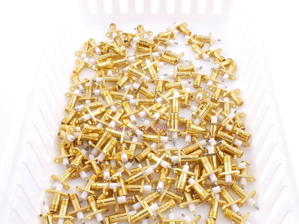 2 Hole Gold Chassis Mount Extended SMA Female Connector Adapter - Dave's Hobby Shop by W5SWL