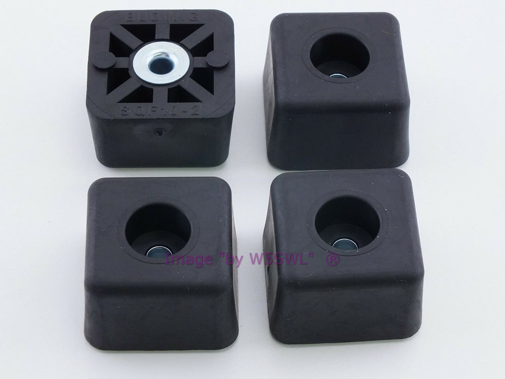 Rubber Feet .875" Tall - Steel Bushing Set of 4 Square - Dave's Hobby Shop by W5SWL