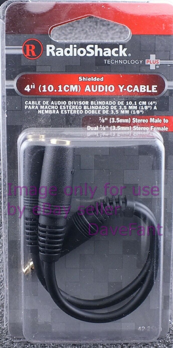 Radio Shack 42-2570 Headphone Y Splitter 4" 1/8" 3.5mm Stereo Plug to Dual Jacks - Dave's Hobby Shop by W5SWL