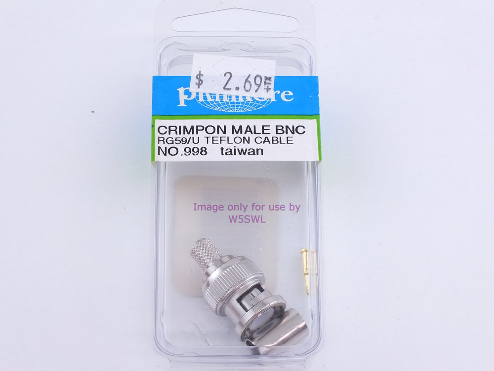 Philmore 998 Crimp-On Male BNC RG59/U Teflon Cable (bin99) - Dave's Hobby Shop by W5SWL