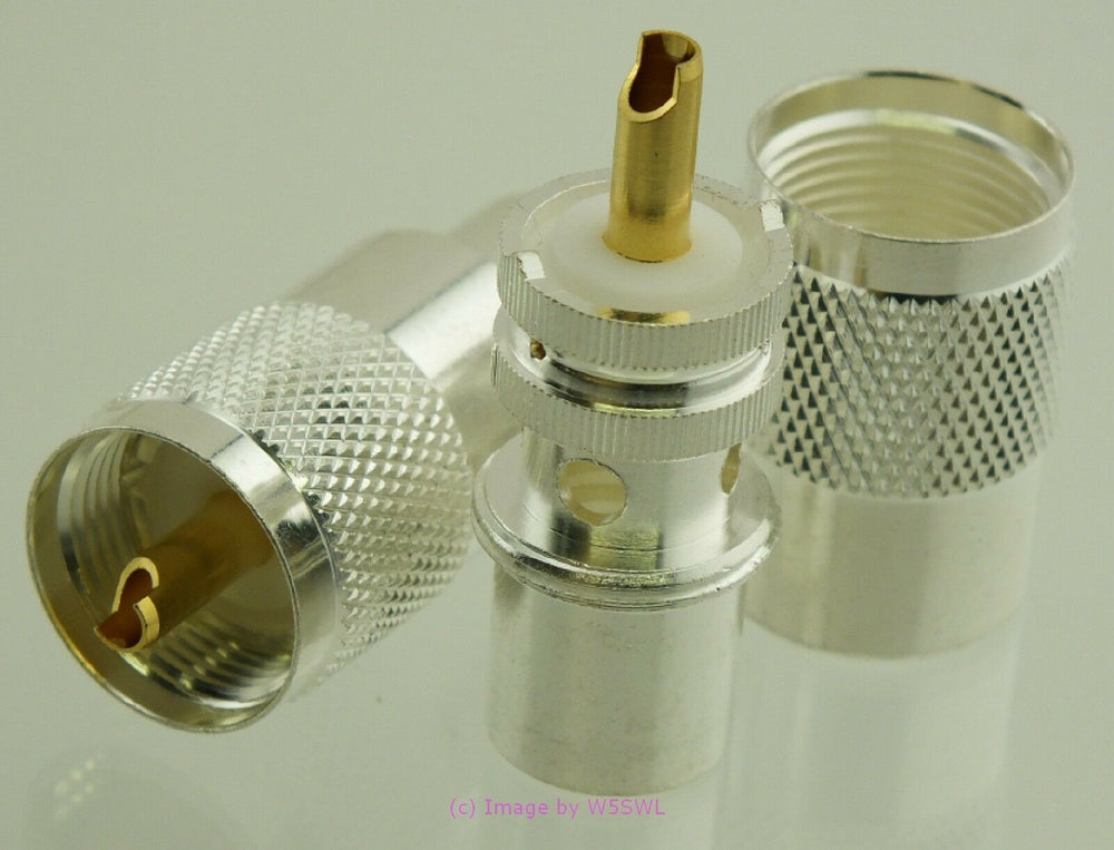 W5SWL Brand PL-259 Coax Connector RG-8 RG-213 Silver Teflon Gold 2-Pack - Dave's Hobby Shop by W5SWL