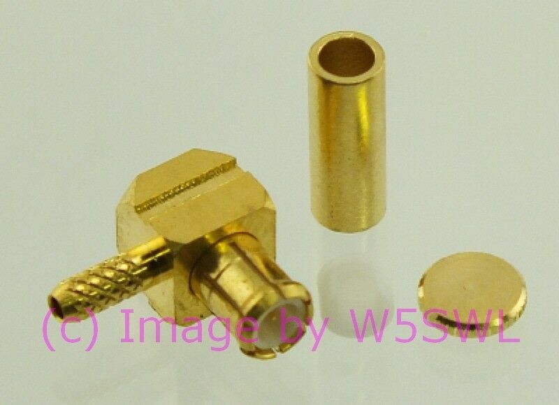 W5SWL MCX Plug Coax Connector Crimp RG-178 RIGHT ANGLE GOLD - Dave's Hobby Shop by W5SWL