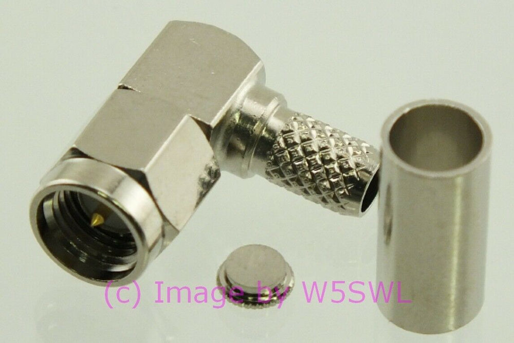 W5SWL Brand SMA Male Coax Connector 90 Deg  Right Angle Crimp RG-58 LMR-195 2-PACK - Dave's Hobby Shop by W5SWL