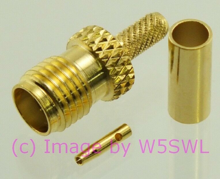 W5SWL Brand SMA Female Coax Connector Crimp RG-174 LMR-100 Gold 2-PACK - Dave's Hobby Shop by W5SWL