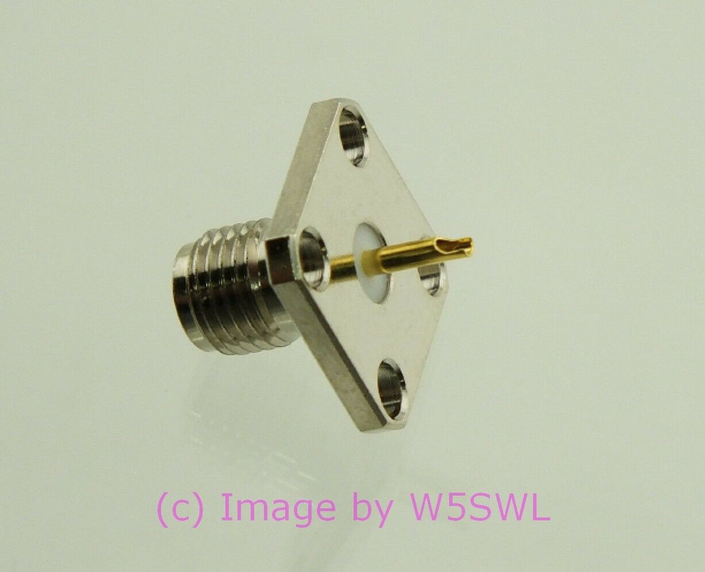 W5SWL SMA Female Coax Connector 4 Hole Chassis Mount Teflon Gold - Dave's Hobby Shop by W5SWL