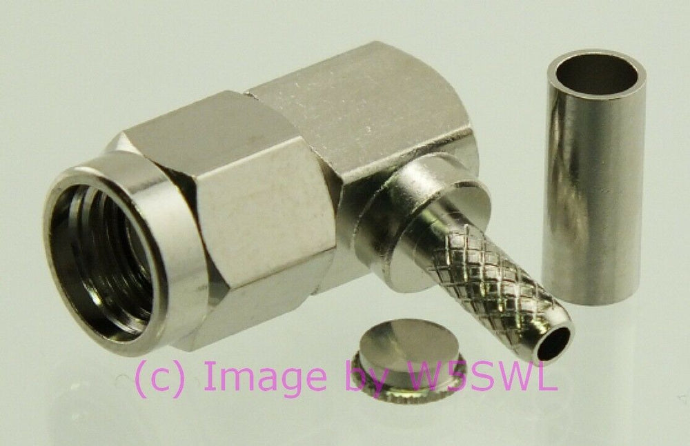 W5SWL SMA Reverse Polarity Male Connector Crimp 90 Deg  Right Angle RG-174 LMR-100 2-Pack - Dave's Hobby Shop by W5SWL