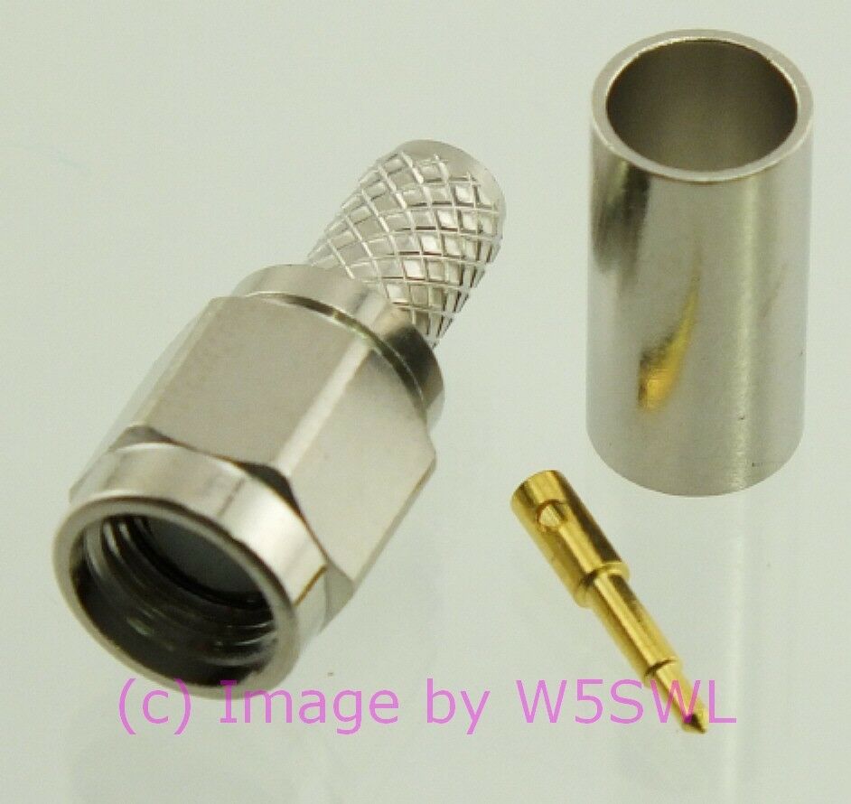 W5SWL SMA Male Coax Connector Crimp LMR-200 2-PACK REVERSE THREAD - Dave's Hobby Shop by W5SWL
