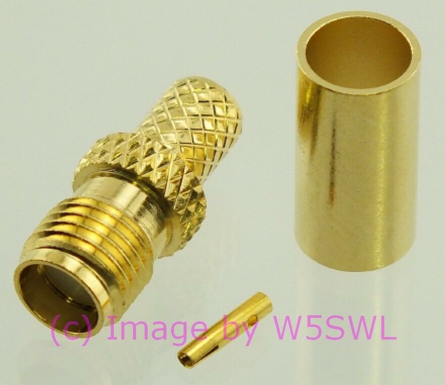 W5SWL Brand SMA Female Coax Connector Crimp RG-58 LMR-195 GOLD 2-Pack - Dave's Hobby Shop by W5SWL