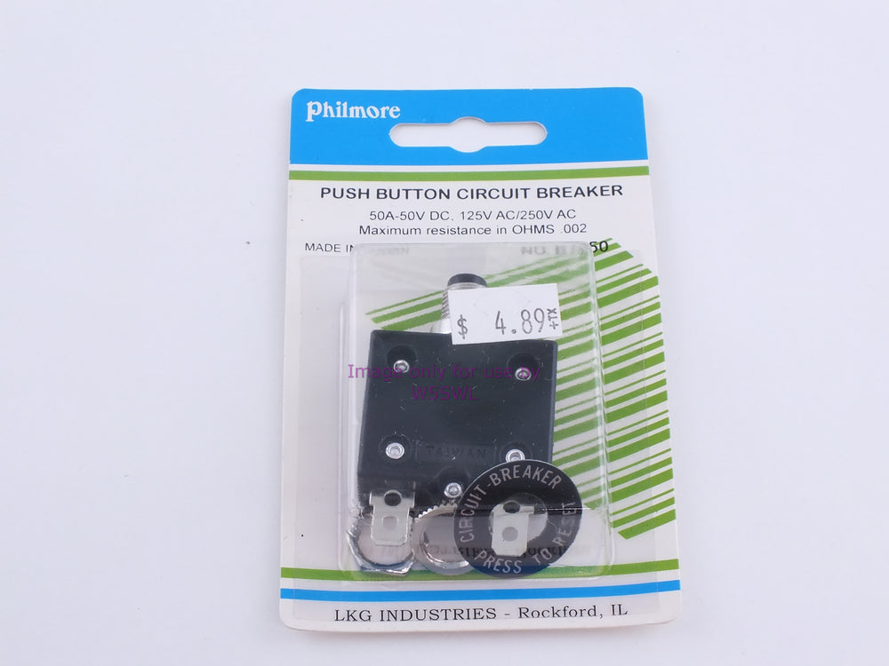 Philmore B7050 Push Button Circuit Breaker 50A-50VDC, 125VAC/250VAC (bin88) - Dave's Hobby Shop by W5SWL