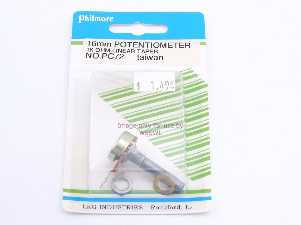 Philmore PC72 16mm Potentiometer 1K Ohm Linear Taper (bin66) - Dave's Hobby Shop by W5SWL