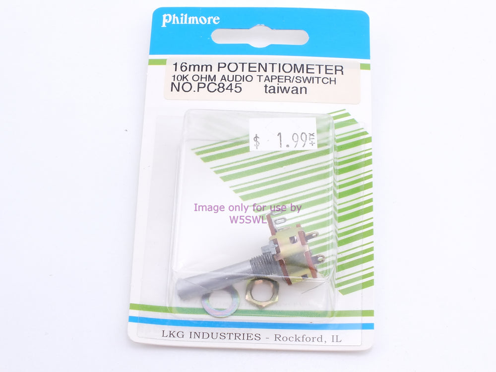 Philmore PC845 16mm Potentiometer 10K Ohm Audio Taper/Switch (bin72) - Dave's Hobby Shop by W5SWL