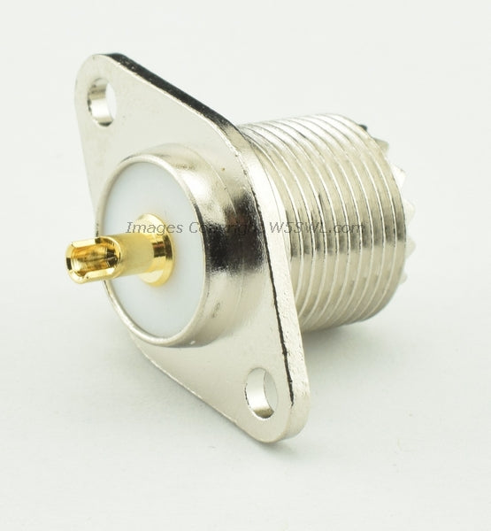 UHF Female Coax Connector Chassis Teflon 2-Hole Diamond - by W5SWL - Dave's Hobby Shop by W5SWL