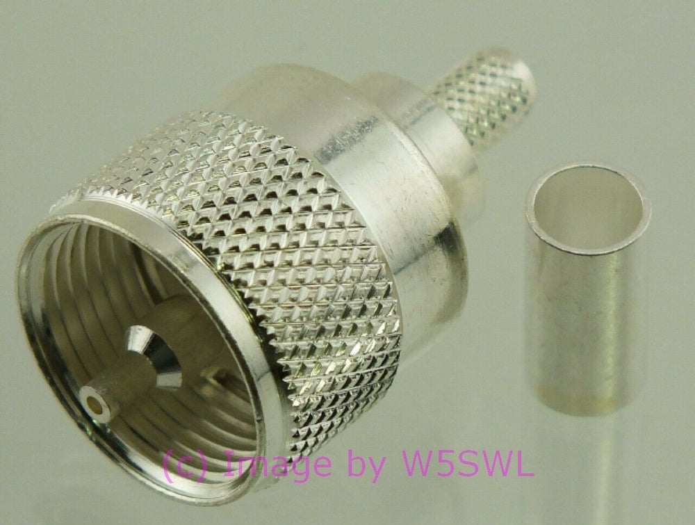 UHF Male Coax Connector RG-58 LMR-195 Silver Crimp Tip - by W5SWL - Dave's Hobby Shop by W5SWL