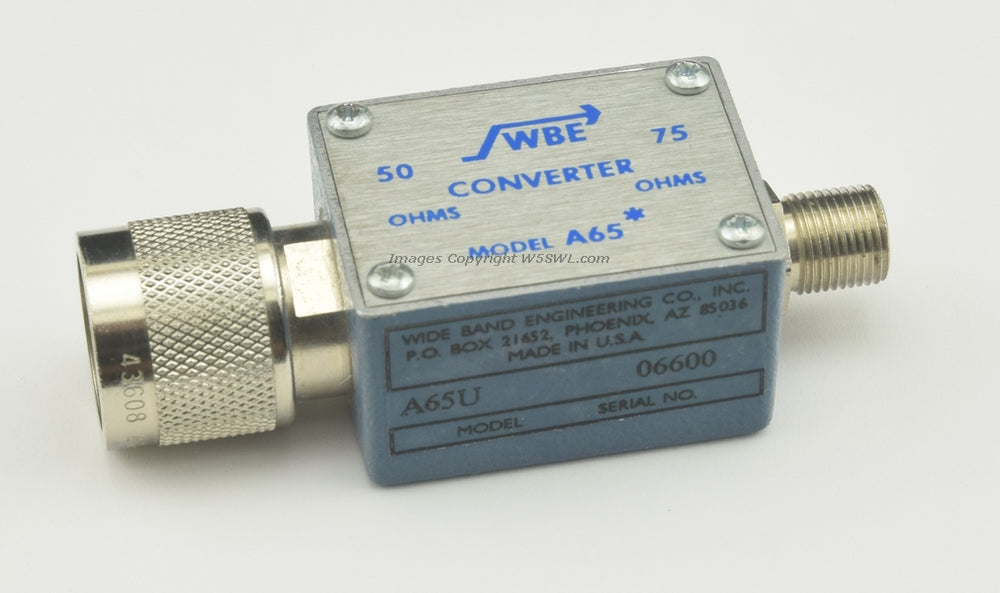 Wide Band Engineering WBE A65U A65* 50 to 75 Ohm Converter - Dave's Hobby Shop by W5SWL