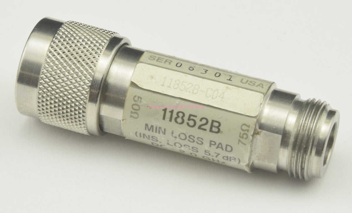 Hewlett Packard HP 11852B Min Loss Pad 75 Ohm to 50 Ohm N Male to N Female - Dave's Hobby Shop by W5SWL