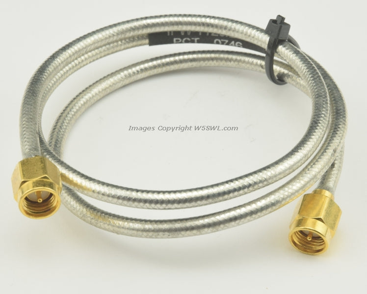 Suhner or Belden Semi-Rigid RG-402 RG402 .141" SMA Male Jumper Approx 19" - Dave's Hobby Shop by W5SWL