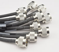 Load image into Gallery viewer, (1) Mil Spec RG223 50 Ohm RF Jumper 1ft N Male to SMA Right Angle Male - Dave&#39;s Hobby Shop by W5SWL
