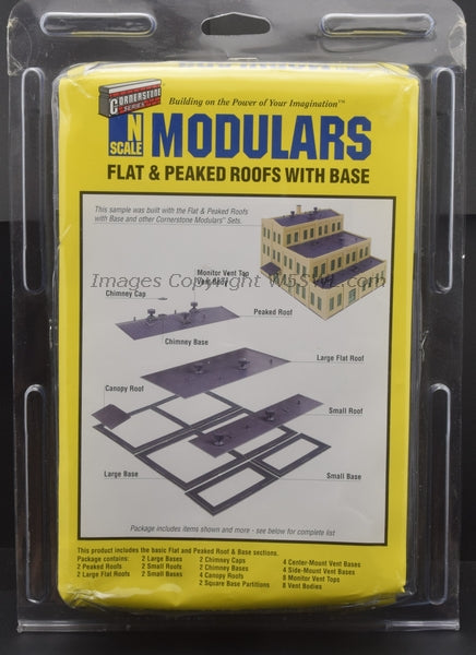 Walthers 933-3280 Cornerstone N Modulars Flat & Peaked Roofs with Base - Dave's Hobby Shop by W5SWL