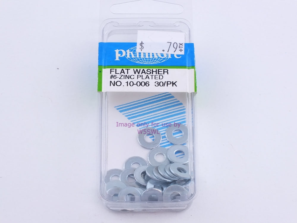 Philmore 10-006 Flat Washer #6 Zinc Plated 30Pk (bin100) - Dave's Hobby Shop by W5SWL