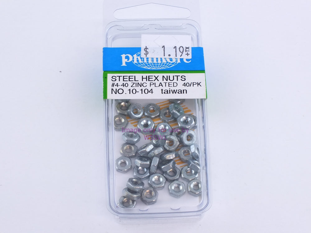 Philmore 10-104 Steel Hex Nuts #4-40 Zinc Plated 40Pk (bin101) - Dave's Hobby Shop by W5SWL