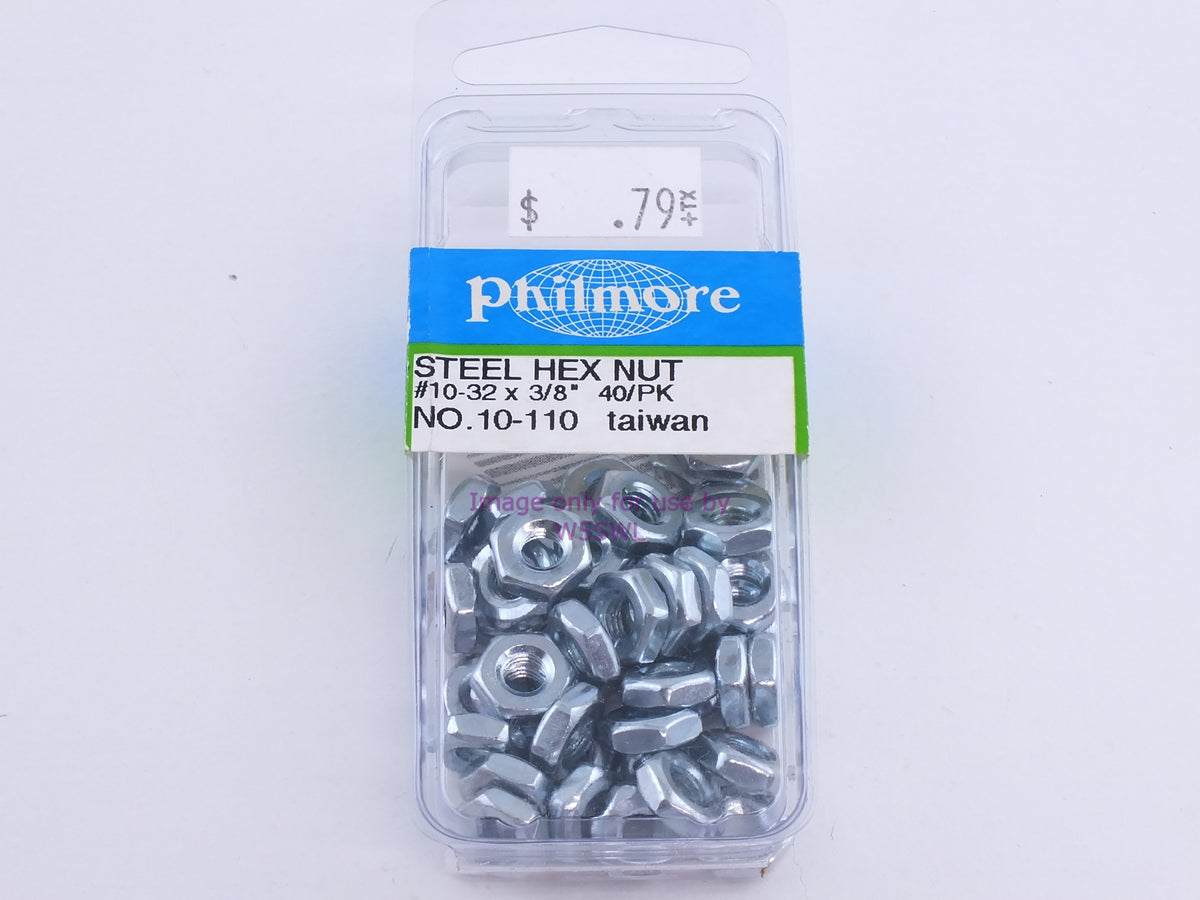 Philmore 10-110 Steel Hex Nuts #10-32 x 3/8" 40Pk (bin101) - Dave's Hobby Shop by W5SWL