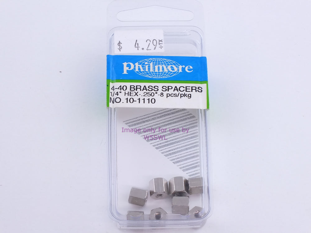 Philmore 10-1110 4-40 Brass Spacers 1/4" Hex-.250"-8 Pcs/Pkg (bin100) - Dave's Hobby Shop by W5SWL