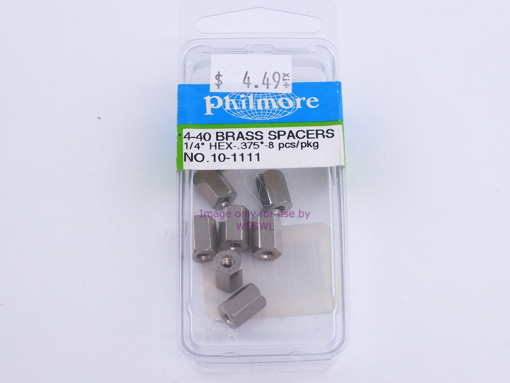 Philmore 10-1111 4-40 Brass Spacers 1/4" Hex-.375"-8 Pcs/Pkg (bin100) - Dave's Hobby Shop by W5SWL