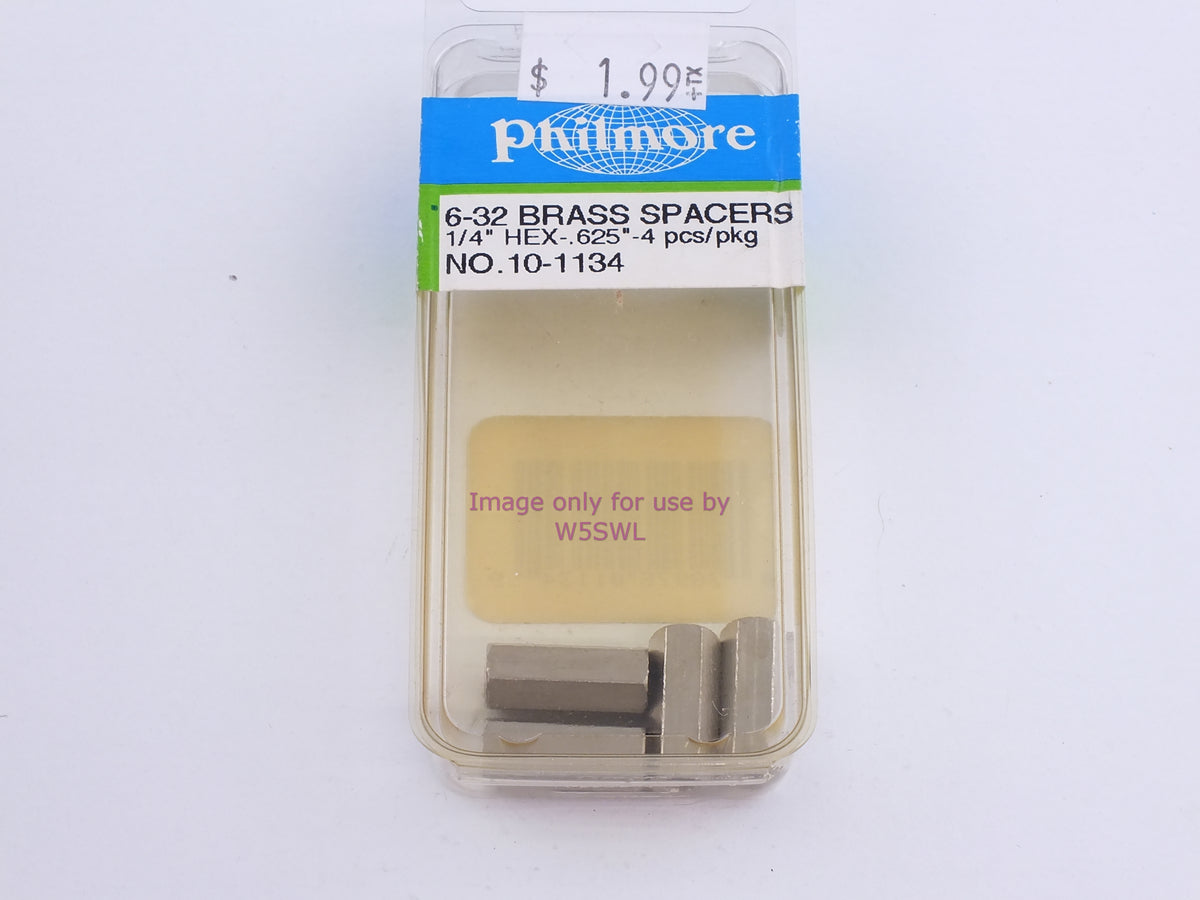 Philmore 10-1134 6-32 Brass Spacers 1/4" Hex-.625"-4 Pcs/Pkg (bin100) - Dave's Hobby Shop by W5SWL
