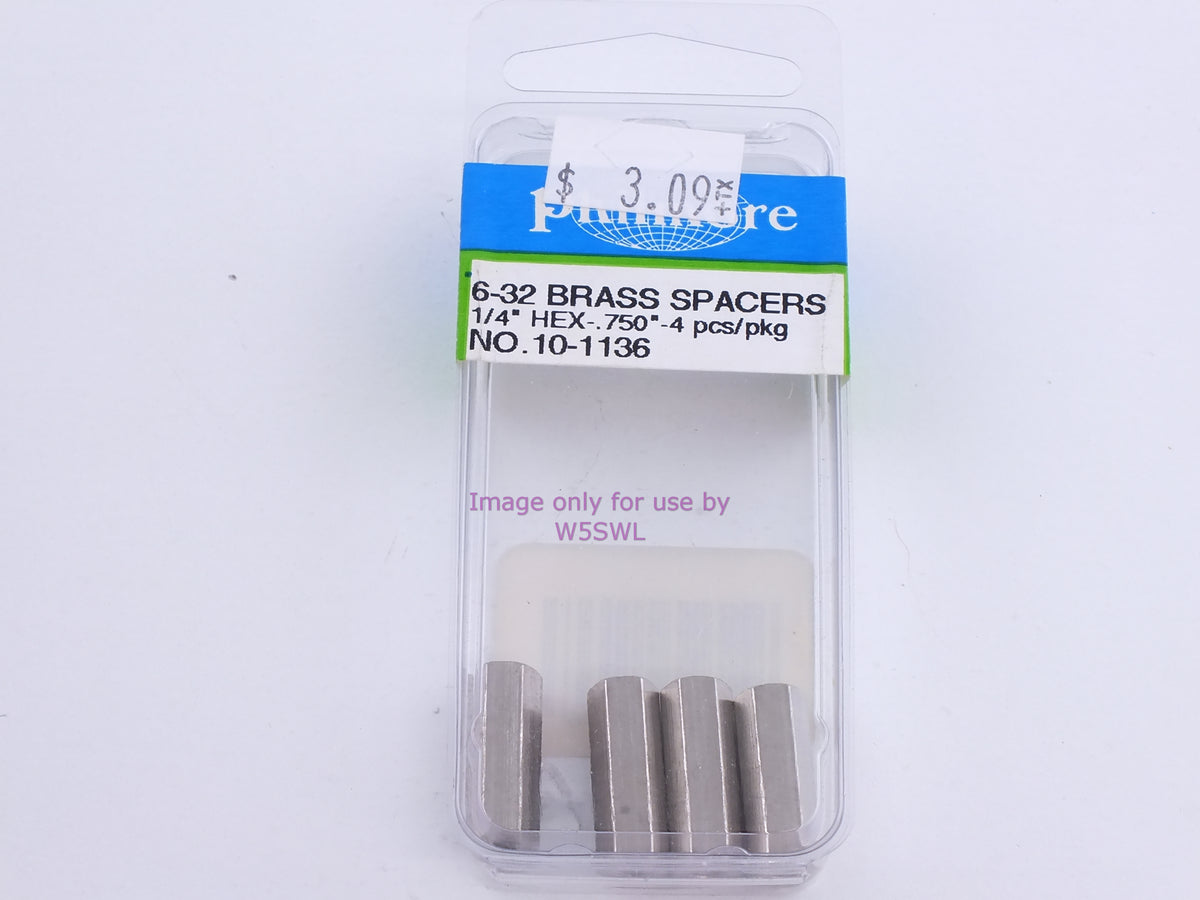 Philmore 10-1136 6-32 Brass Spacers 1/4" Hex-.750"-4 Pcs/Pkg (bin100) - Dave's Hobby Shop by W5SWL