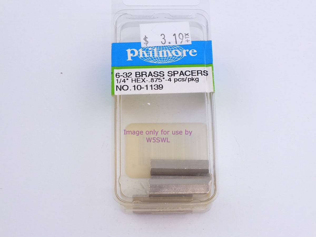 Philmore 10-1139 6-32 Brass Spacers 1/4" Hex-.875"-4 Pcs/Pkg (bin100) - Dave's Hobby Shop by W5SWL