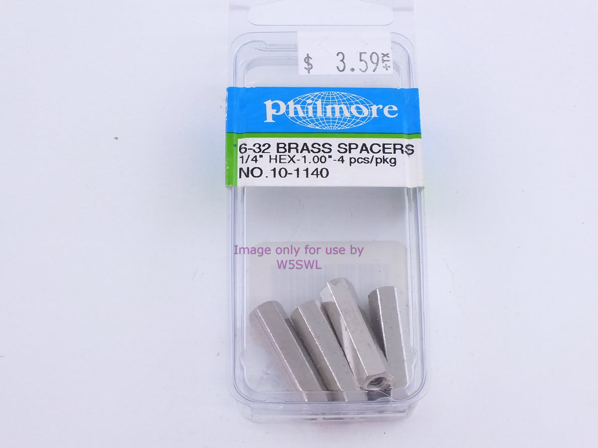 Philmore 10-1140 6-32 Brass Spacers 1/4" Hex-1.00"-4 Pcs/Pkg (bin100) - Dave's Hobby Shop by W5SWL