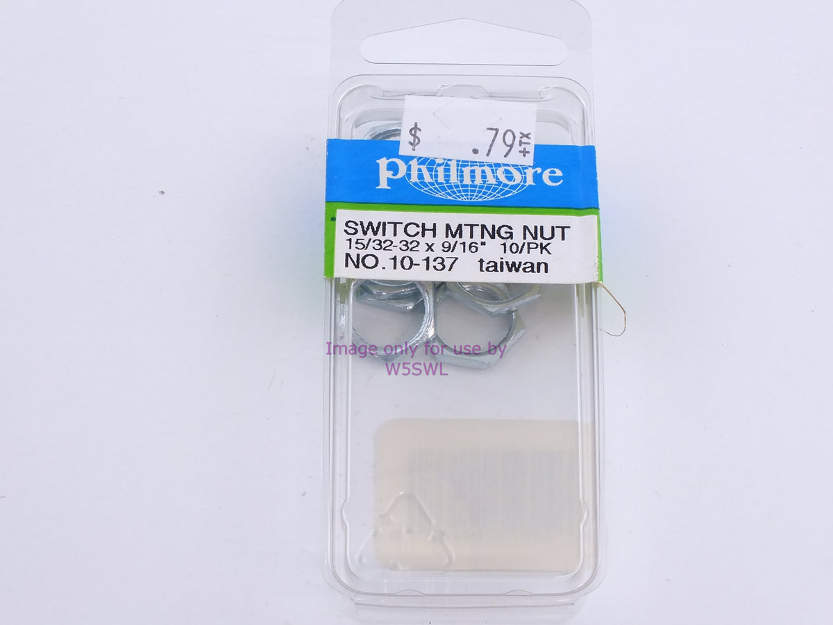 Philmore 10-137 Switch Mtng Nut 15/32-32 x 9/16" 10Pk (bin101) - Dave's Hobby Shop by W5SWL