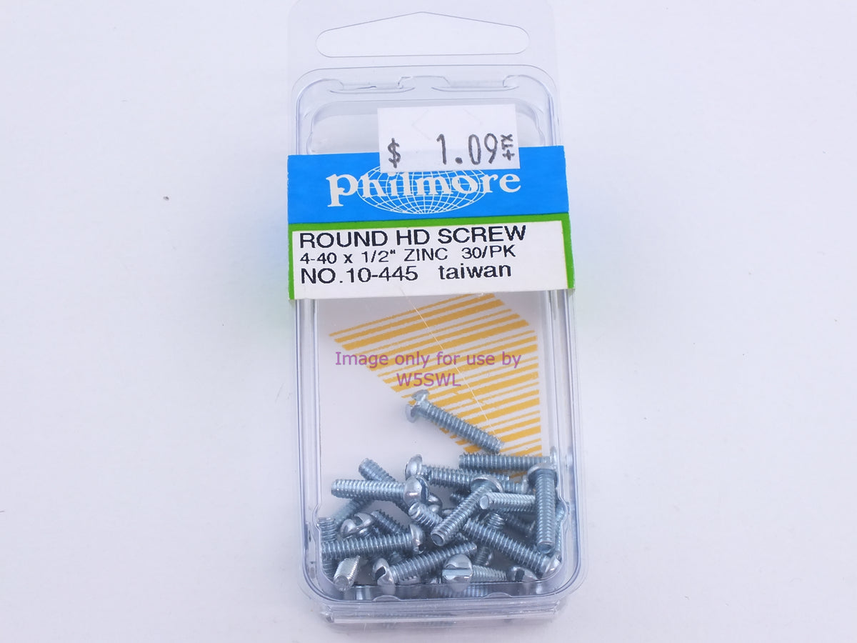 Philmore 10-445 Round HD Screw 4-40 x 1/2" Zinc 30Pk (bin101) - Dave's Hobby Shop by W5SWL