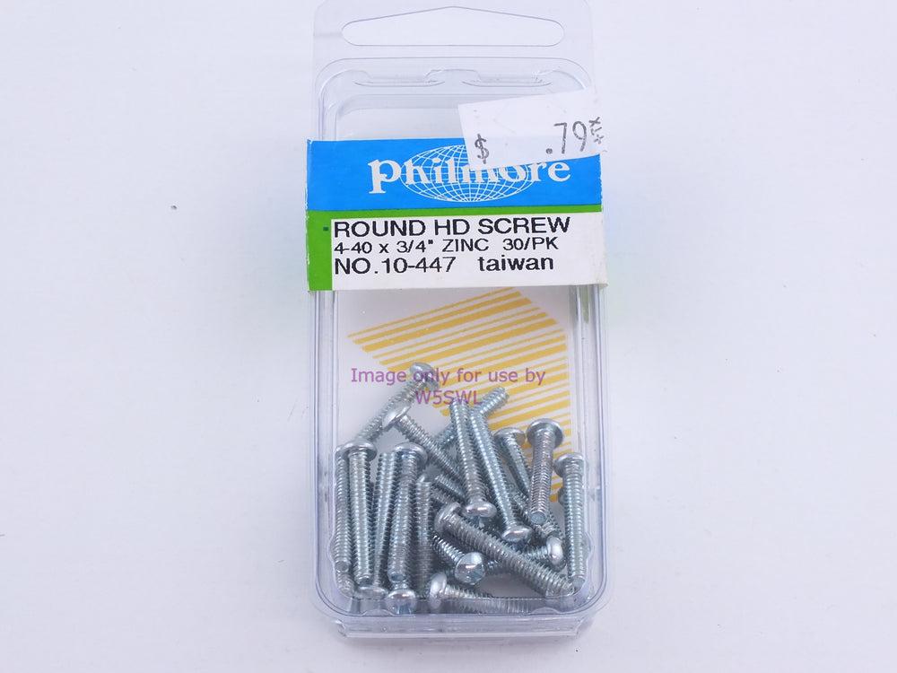 Philmore 10-447 Round HD Screw 4-40 x 3/4" Zinc 30Pk (bin101) - Dave's Hobby Shop by W5SWL