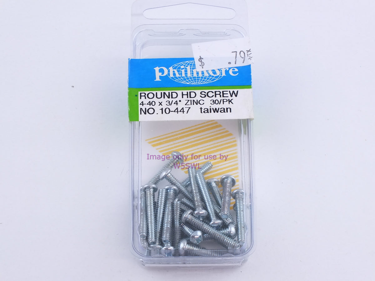 Philmore 10-447 Round HD Screw 4-40 x 3/4" Zinc 30Pk (bin101) - Dave's Hobby Shop by W5SWL