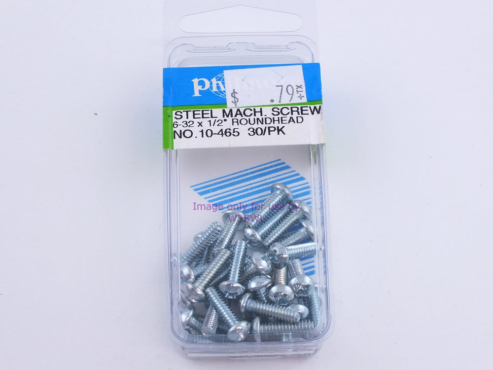 Philmore 10-465 Steel Mach. Screw 6-32 x 1/2" Roundhead 30Pk (bin101) - Dave's Hobby Shop by W5SWL