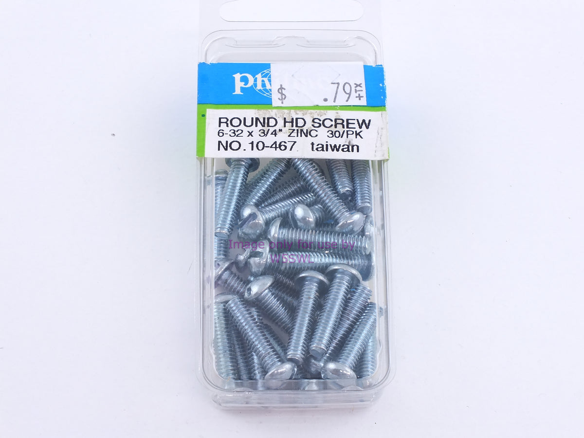 Philmore 10-467 Round HD Screw 6-32 x 3/4" Zinc 30Pk (bin101) - Dave's Hobby Shop by W5SWL