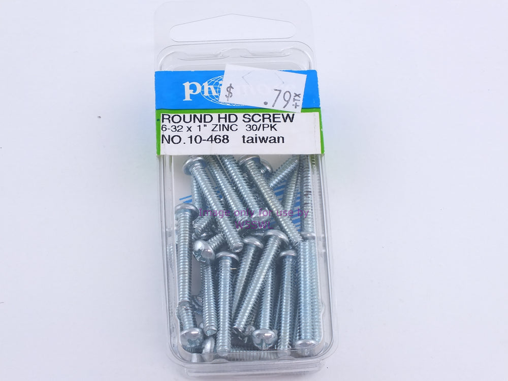 Philmore 10-468 Round HD Screw 6-32 x 1" Zinc 30Pk (bin99) - Dave's Hobby Shop by W5SWL