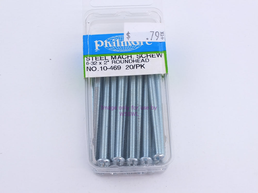 Philmore 10-469 Steel Mach. Screw 6-32 x 2" Roundhead 20Pk (bin99) - Dave's Hobby Shop by W5SWL