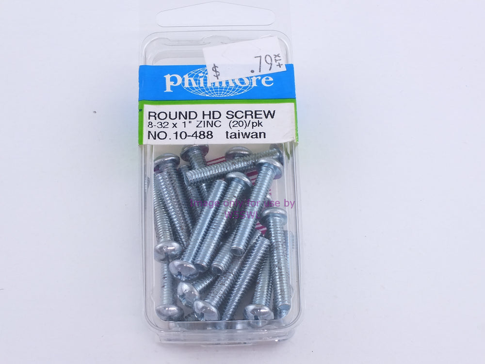 Philmore 10-488 Round HD Screw 8-32 x 1" Zinc 20Pk (bin99) - Dave's Hobby Shop by W5SWL