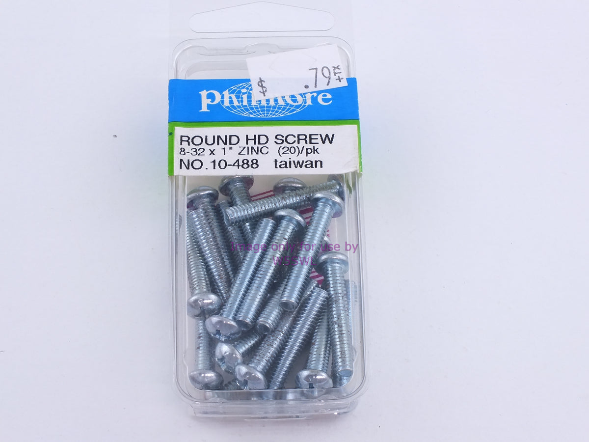 Philmore 10-488 Round HD Screw 8-32 x 1" Zinc 20Pk (bin99) - Dave's Hobby Shop by W5SWL