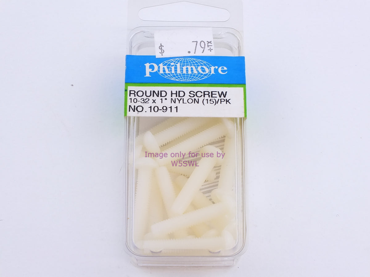 Philmore 10-911 Round HD Screw 10-32 x 1" Nylon 15Pk (bin100) - Dave's Hobby Shop by W5SWL